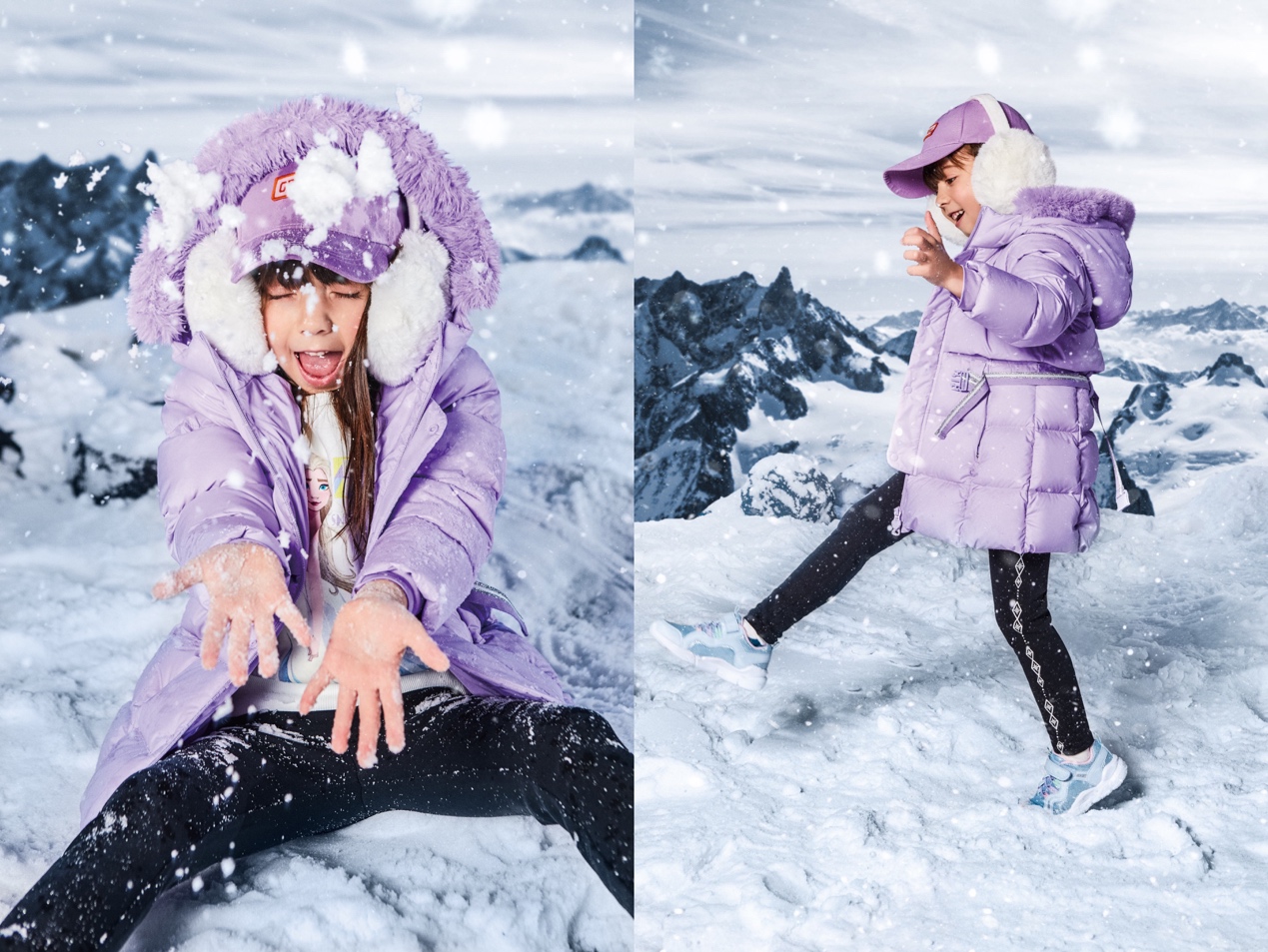 女人和小孩在雪地上描述已自动生成